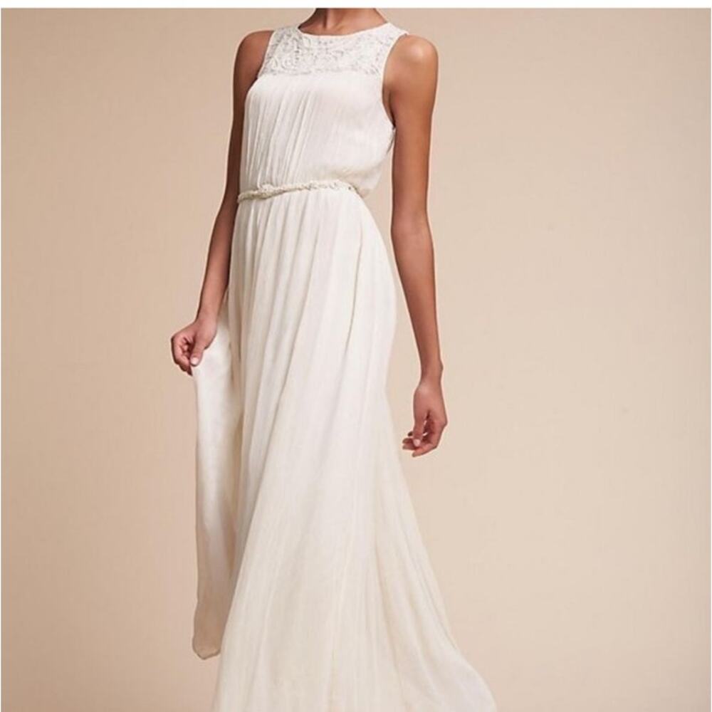 BHLDN Anthropologie Ivory Jayne Bridal Wedding Lace Maxi Dress 8 Romantics